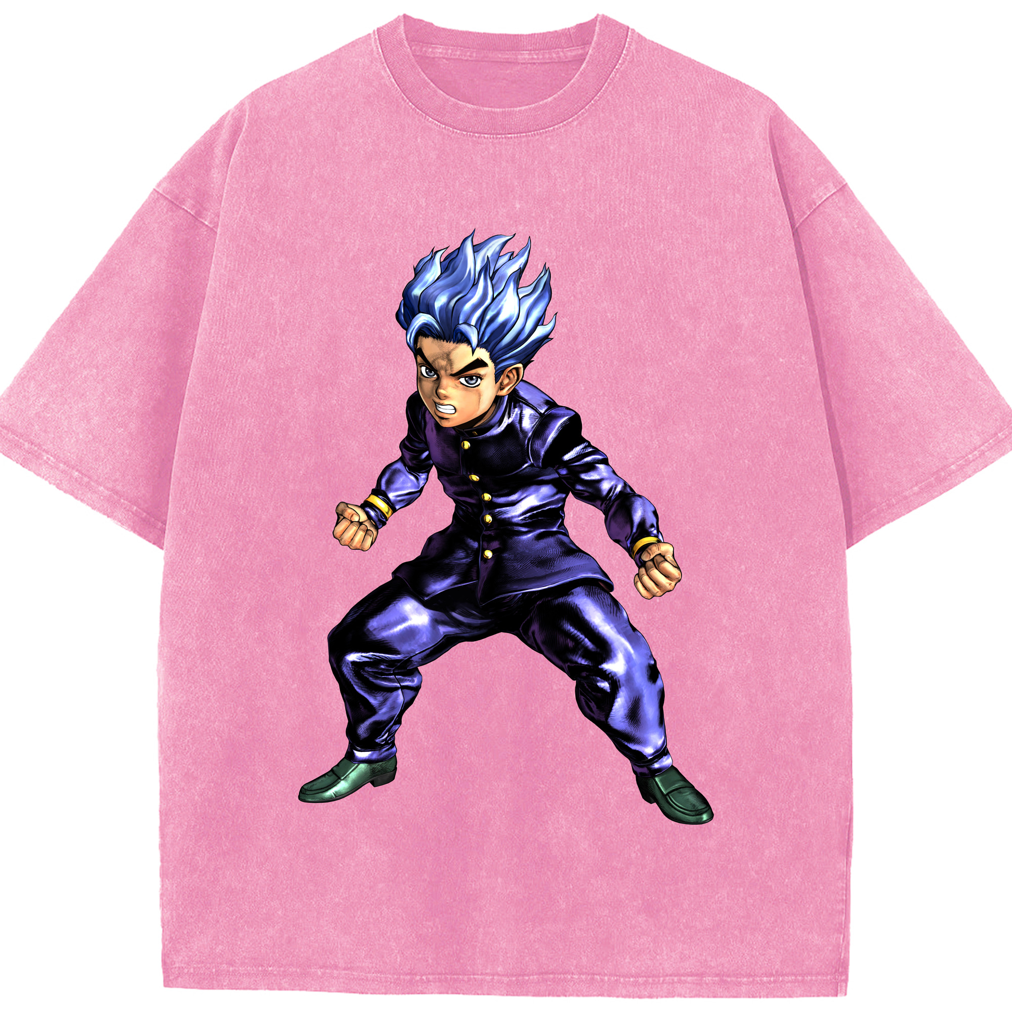 （画像用） ジョジョの奇妙な冒険 広瀨康一 JoJo's Bizarre Adventure Hirose Koichi 綿100% ヴィンテージ風 半袖Tシャツ（フロントプリント）